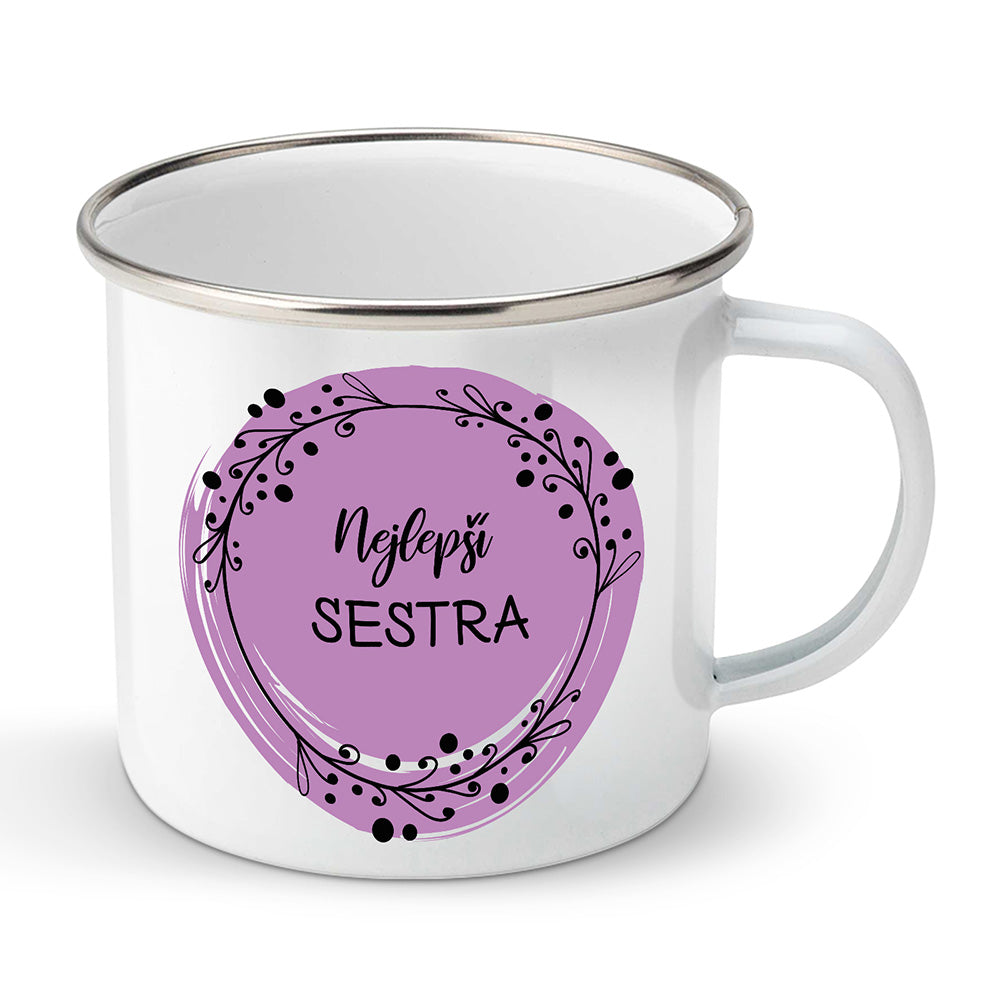 Smaltovaný plecháček motiv Nejlepší sestra