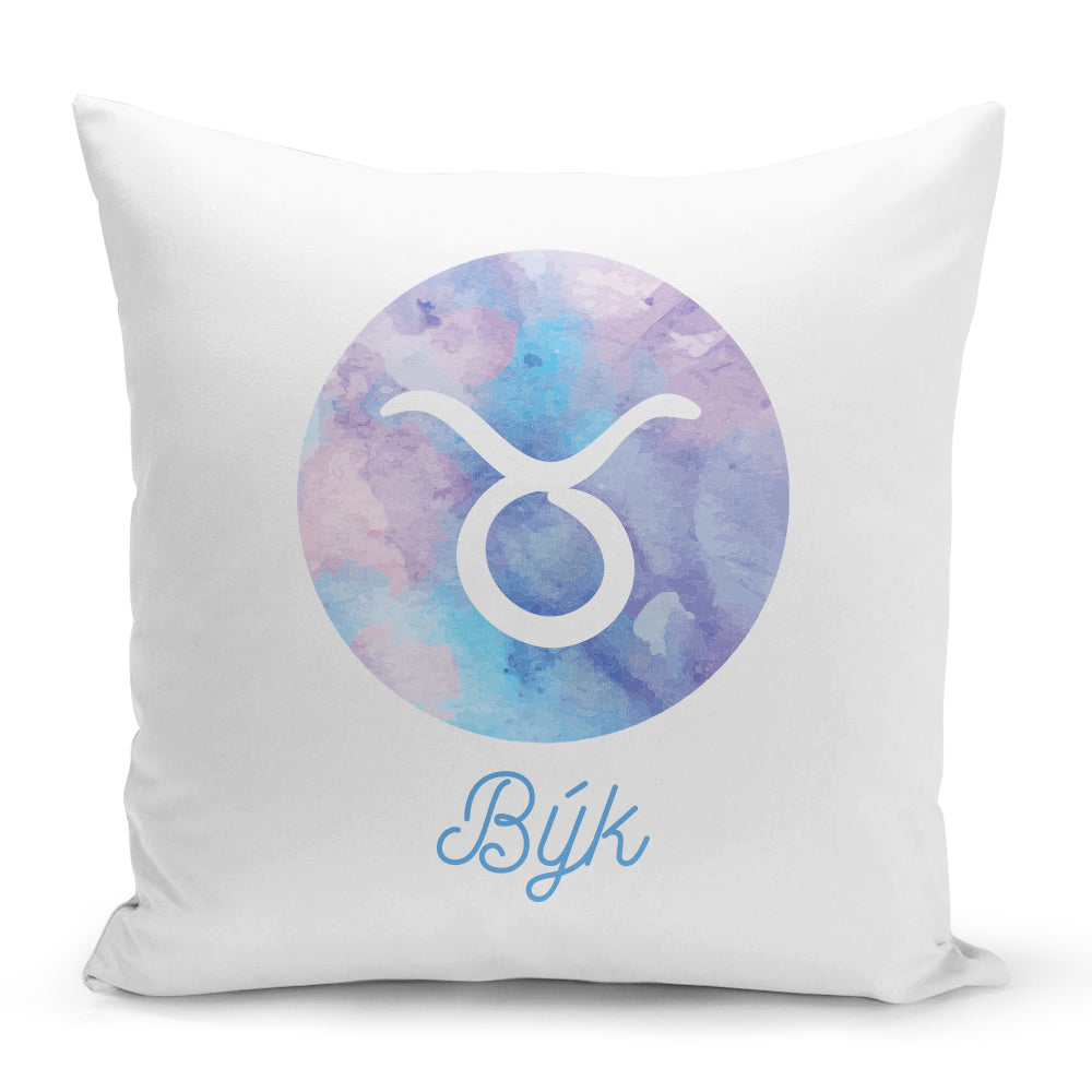 Bílý polštář 40 x 40 cm s motivem Býk