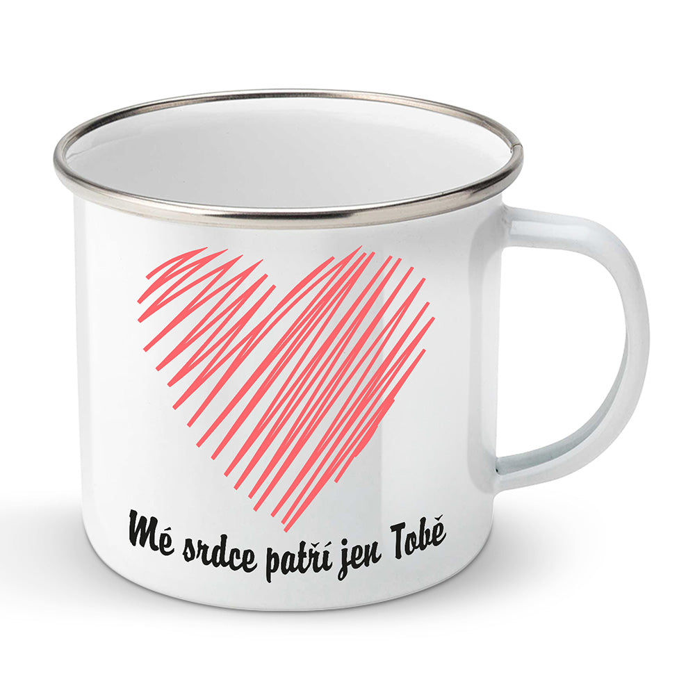 Smaltovaný plecháček motiv Mé srdce patří jen Tobě