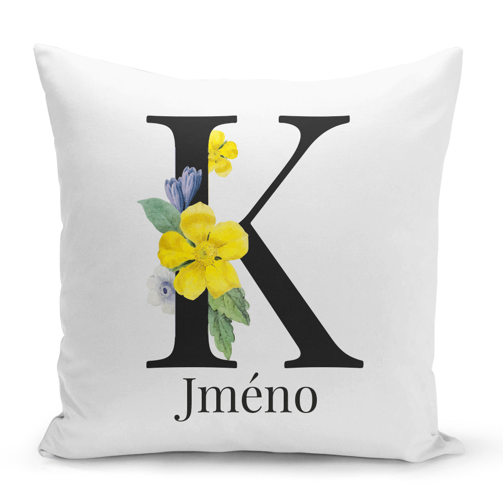 Bílý polštář 40 x 40 cm s motivem Se jménem K…