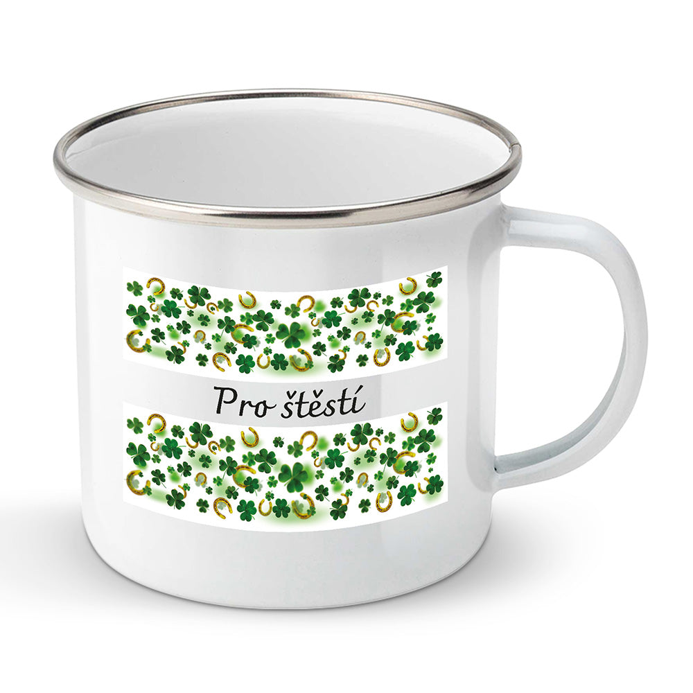 Smaltovaný plecháček motiv Pro štěstí