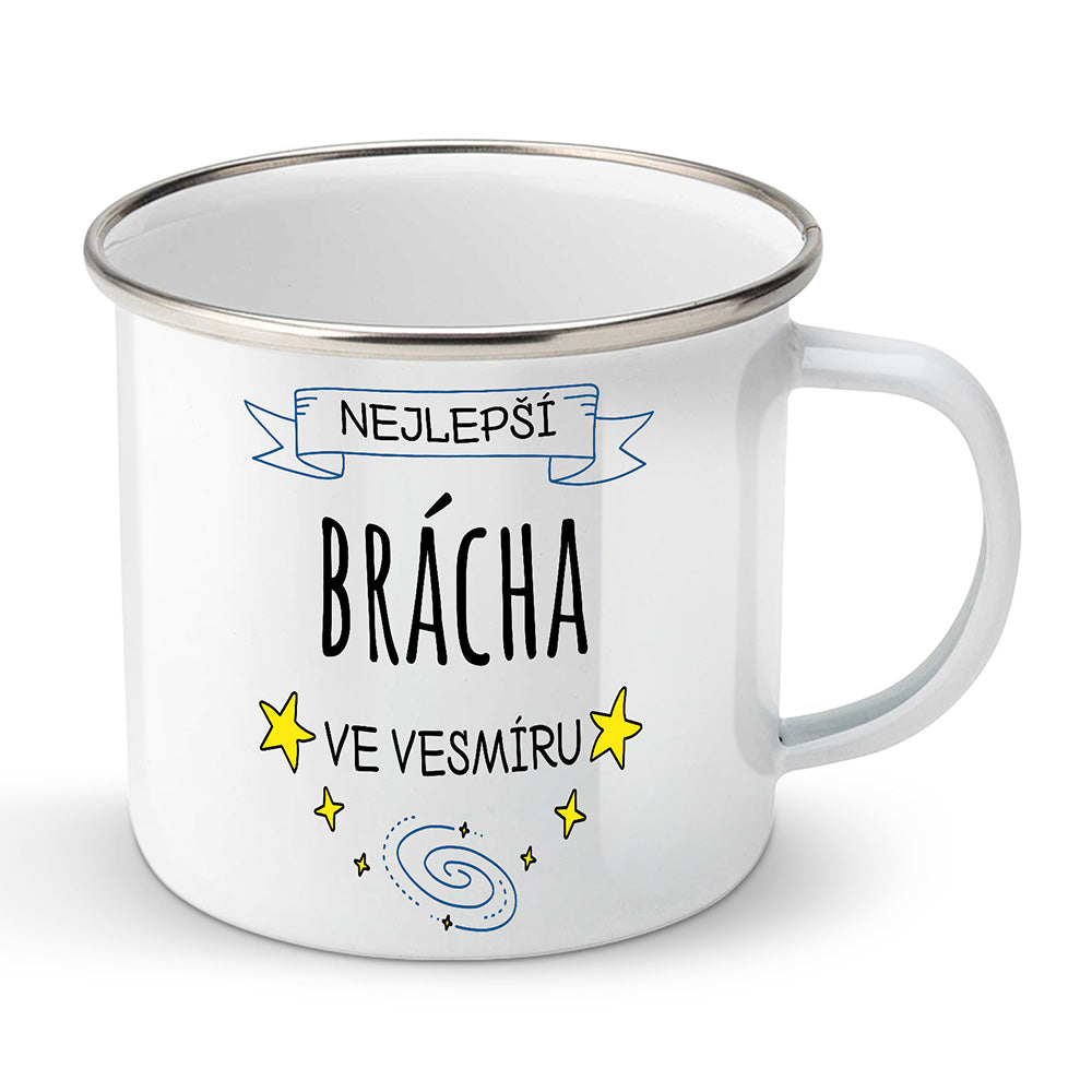 Smaltovaný plecháček motiv Nejlepší brácha ve vesmíru