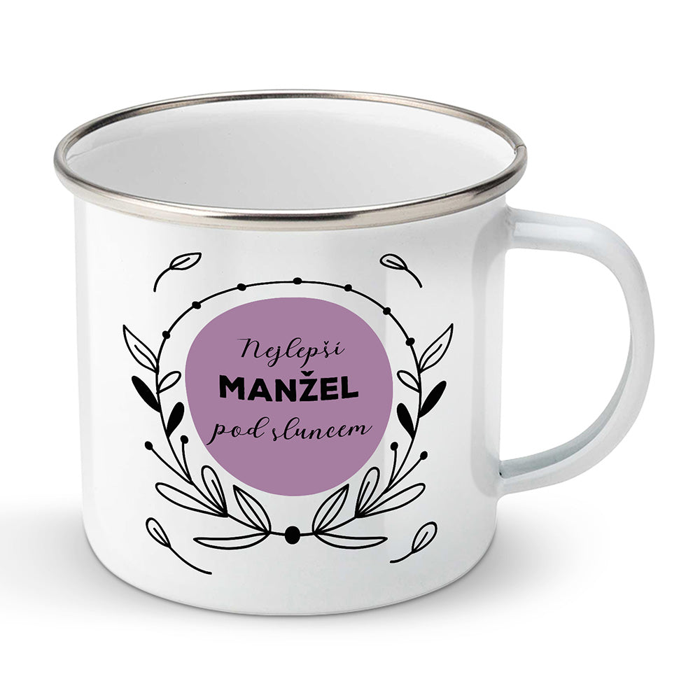 Smaltovaný plecháček motiv Nejlepší manžel pod sluncem