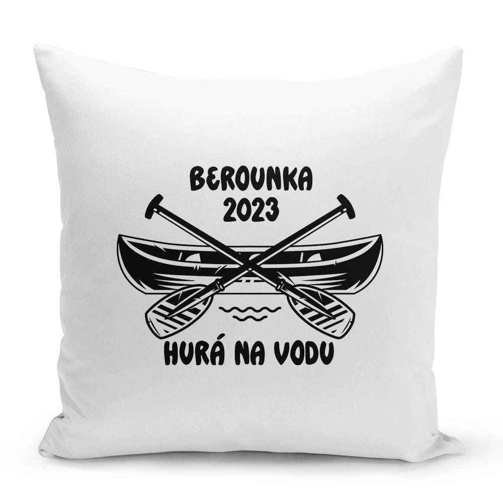 Bílý polštář 40 x 40 cm s motivem Hurá na vodu