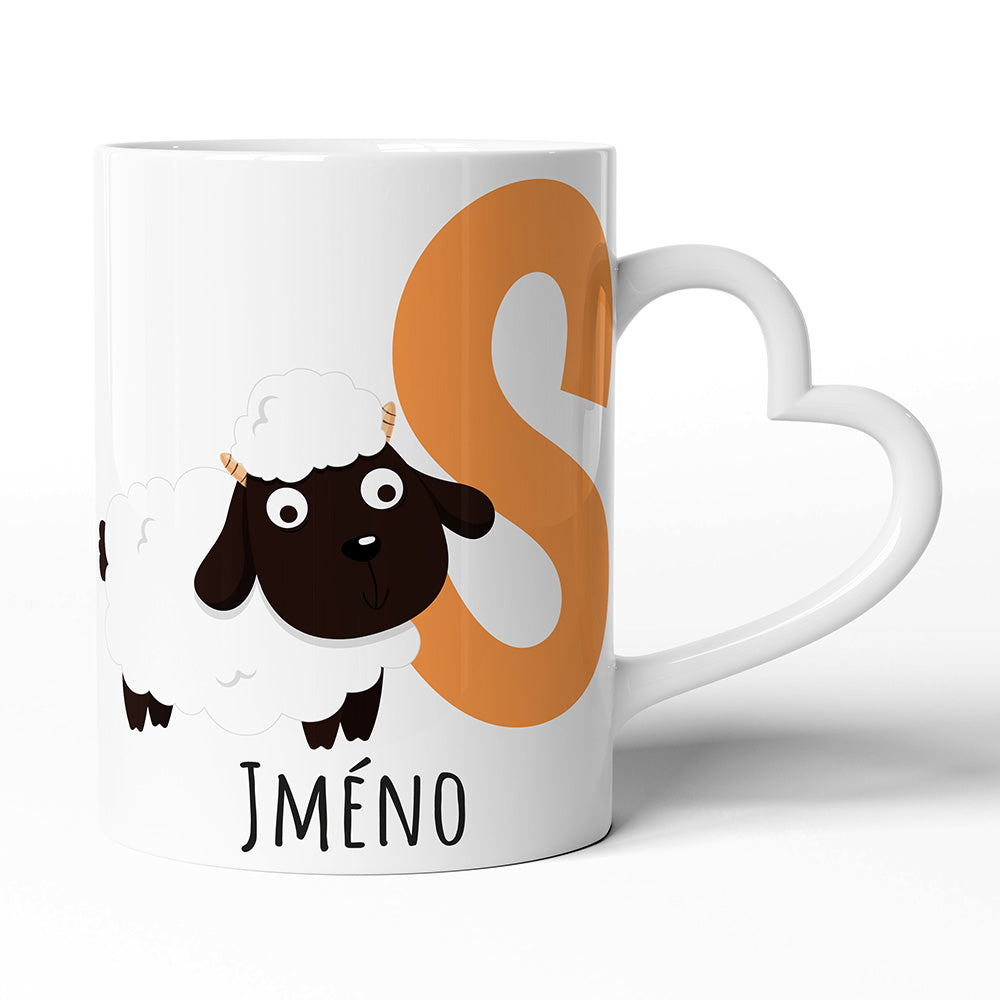 Keramický hrníček s uchem ve tvaru srdce motiv Se jménem S…