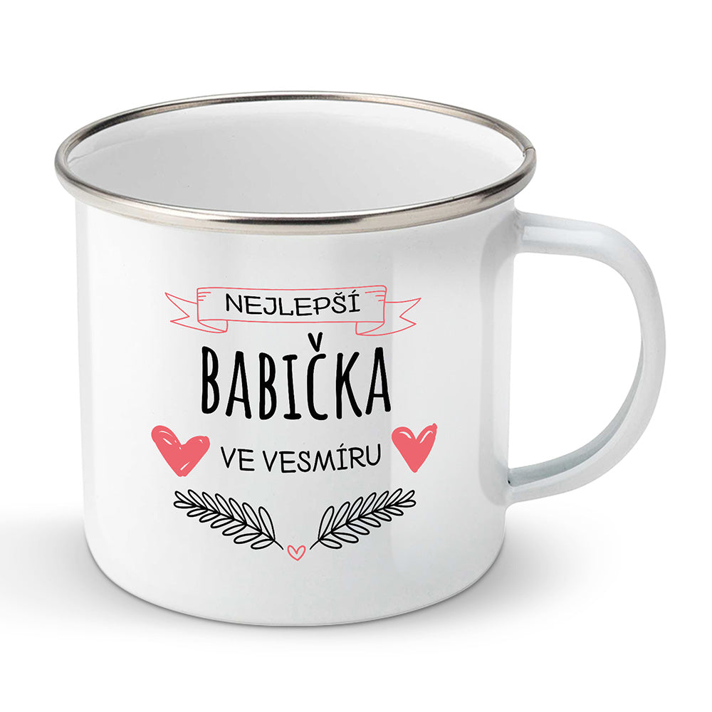 Smaltovaný plecháček motiv Nejlepší babička ve vesmíru