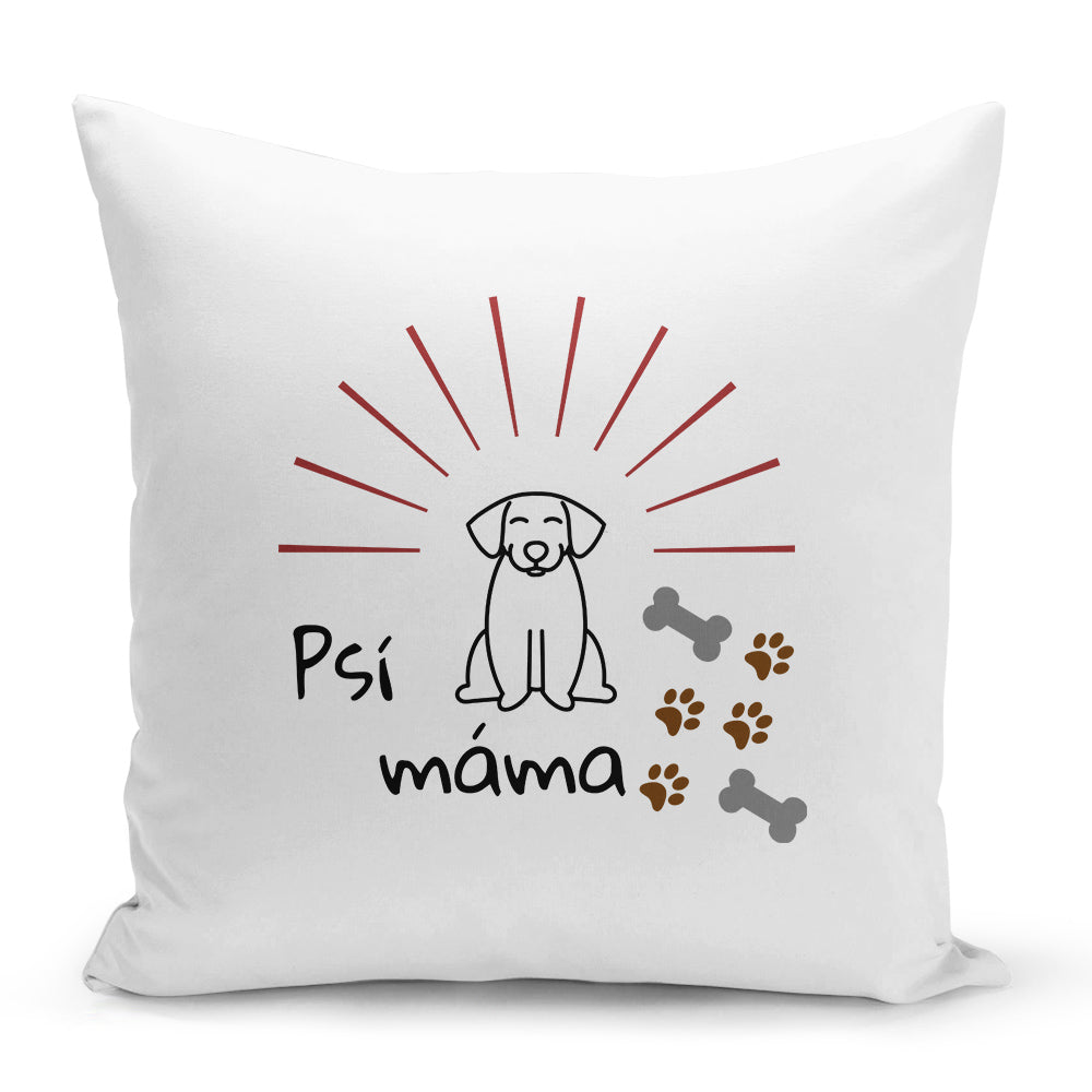 Bílý polštář 40 x 40 cm s motivem Psí máma