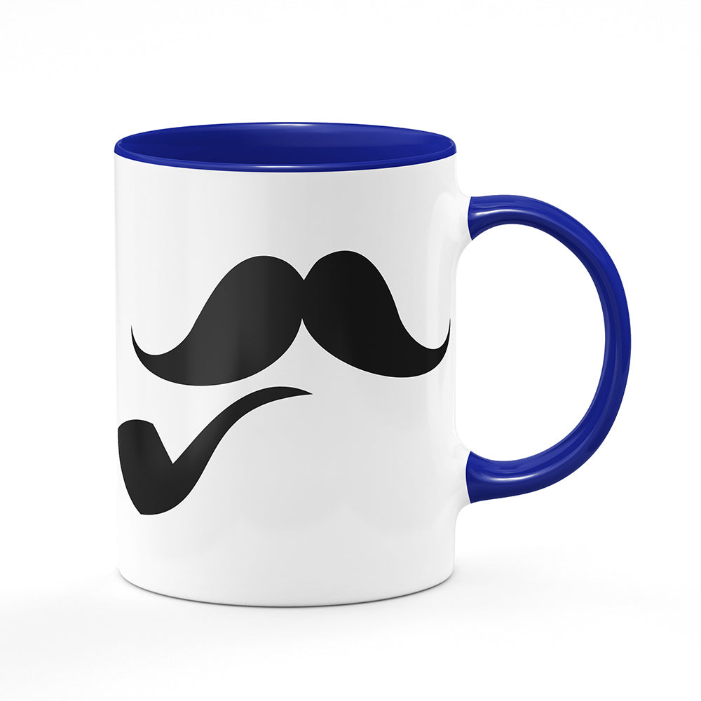 Keramický hrnek bílý s modrým lemem vnitřkem a uchem motiv Hippster