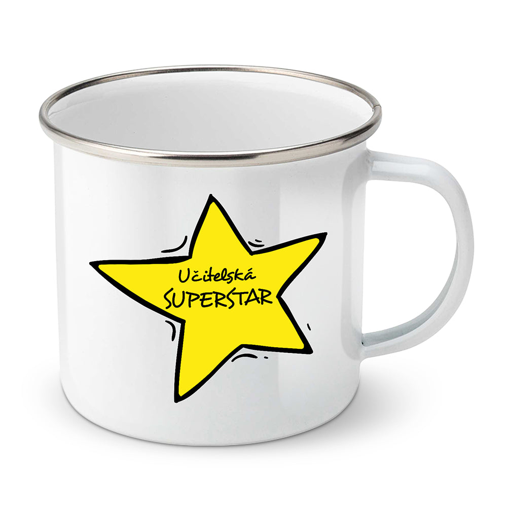 Smaltovaný plecháček motiv Učitelská superstar
