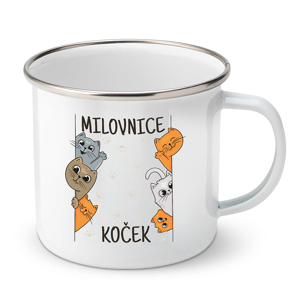 Smaltovaný plecháček motiv Milovnice koček