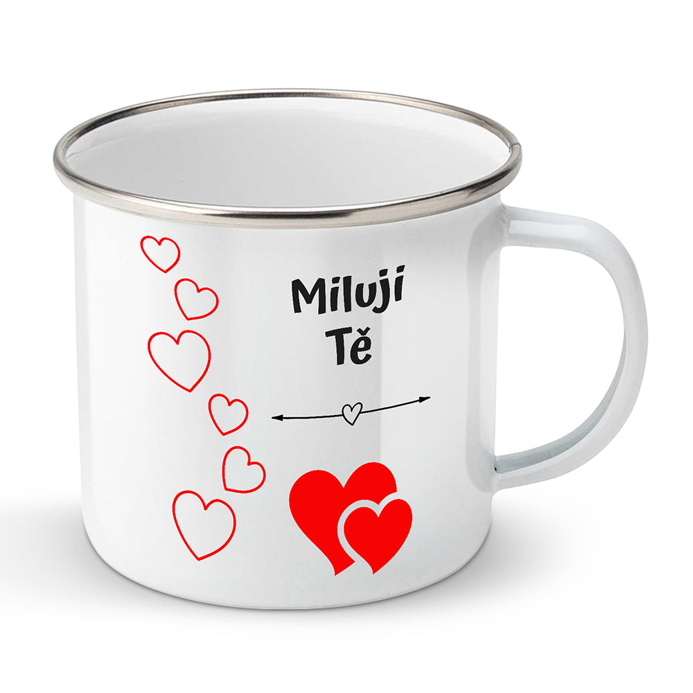 Smaltovaný plecháček motiv Miluji Tě