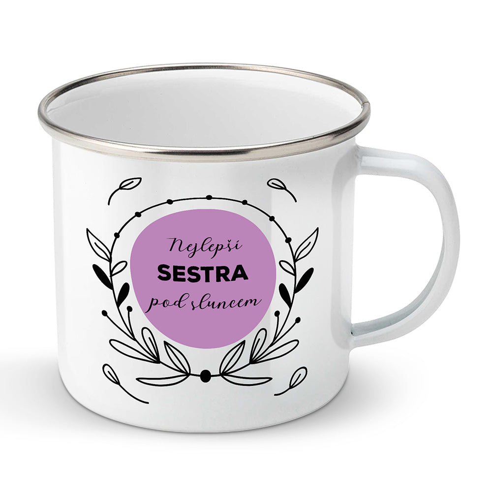 Smaltovaný plecháček motiv Nejlepší sestra pod sluncem