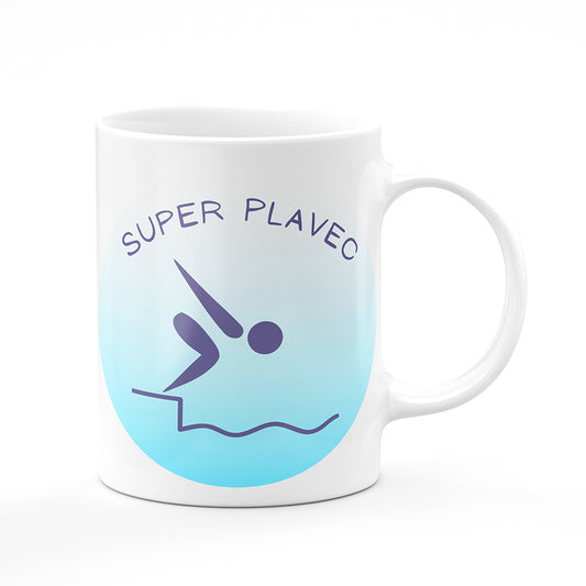 Keramický hrnek bílý motiv Super plavec