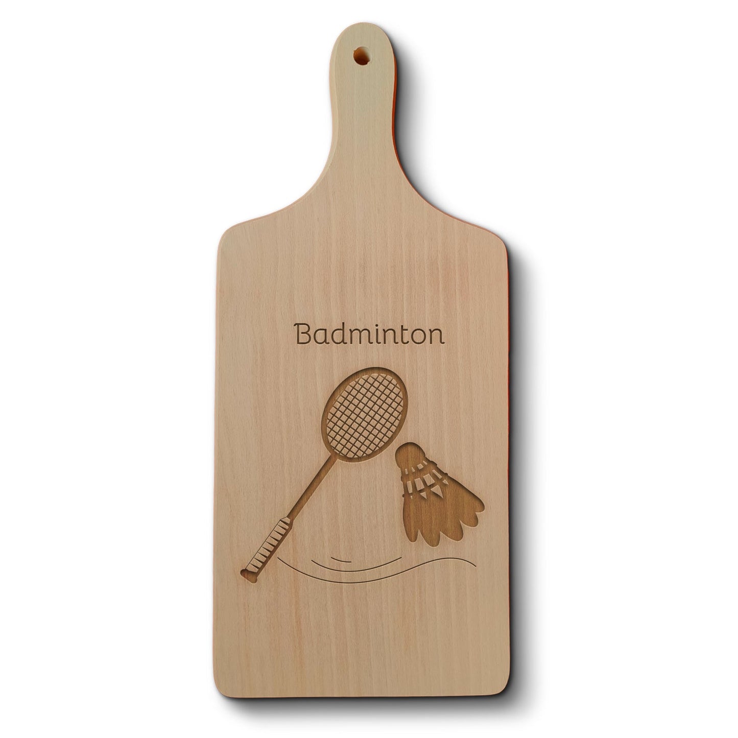 Dřevěné bukové kuchyňské prkénko s gravírovaným motivemBadminton