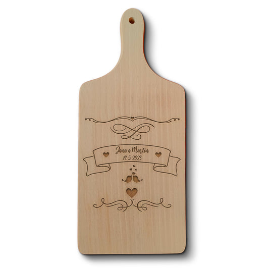 Dřevěné bukové kuchyňské prkénko s gravírovaným motivemZamilovaný motiv