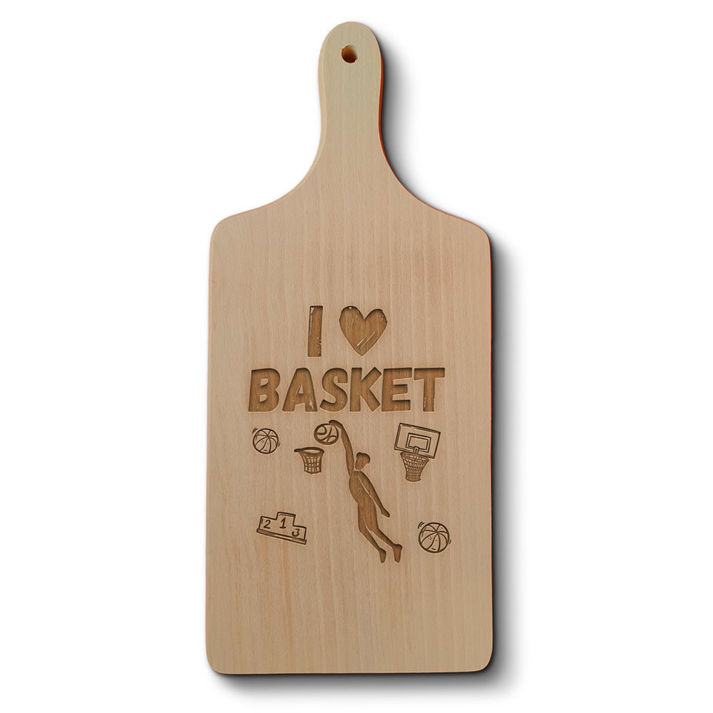 Dřevěné kuchyňské prkénko s gravírovaným motivem Basketball