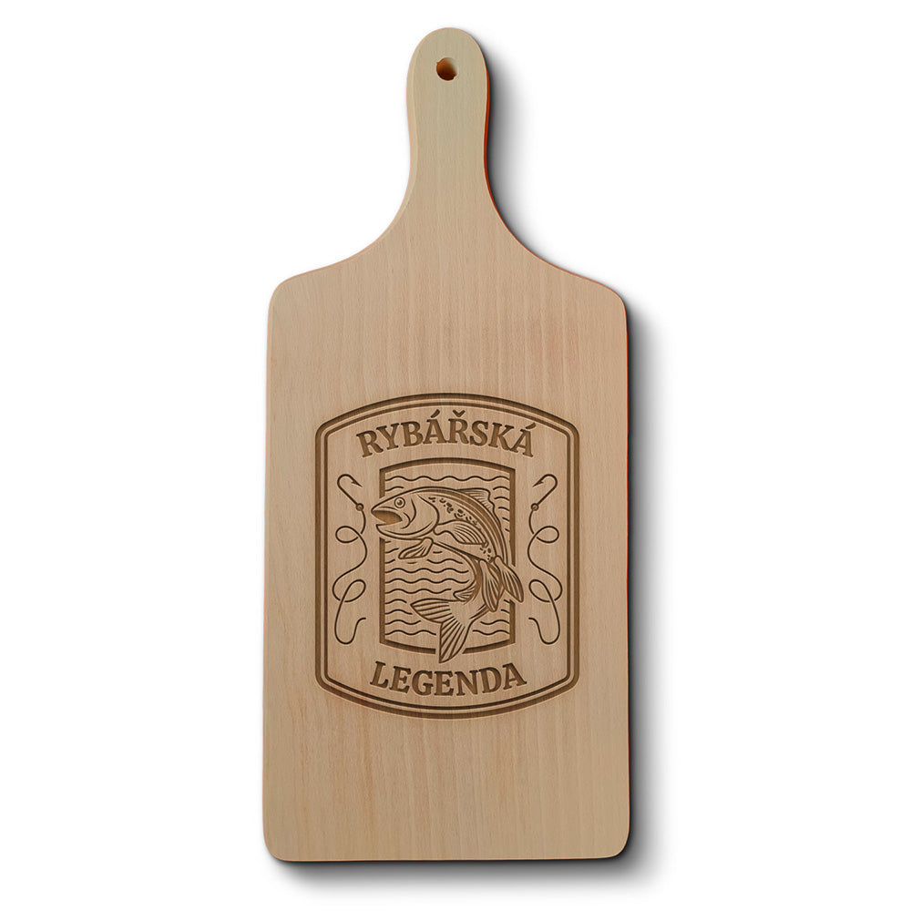 Dřevěné kuchyňské prkénko s gravírovaným motivem Rybářská legenda