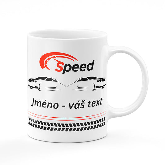 Keramický hrnek bílý motiv Auta