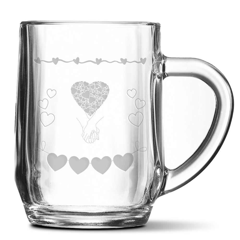 Skleněný pivní půllitr s gravírovaným motivemZamilovaný motiv