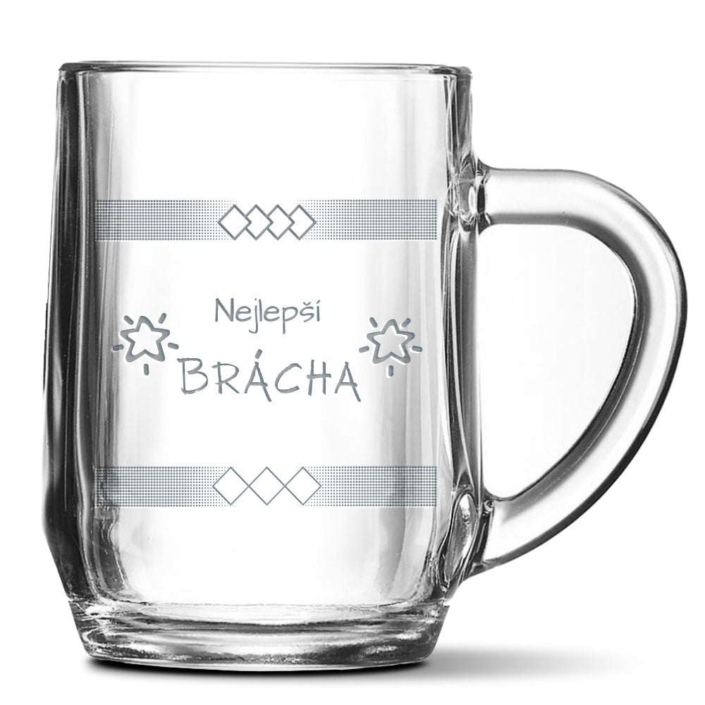 Skleněný pivní půllitr s gravírovaným motivem Nejlepší brácha