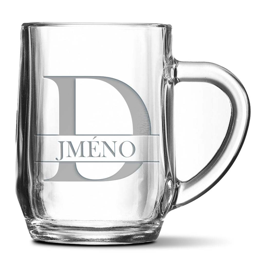 Skleněný pivní půllitr s gravírovaným motivem Se jménem D…