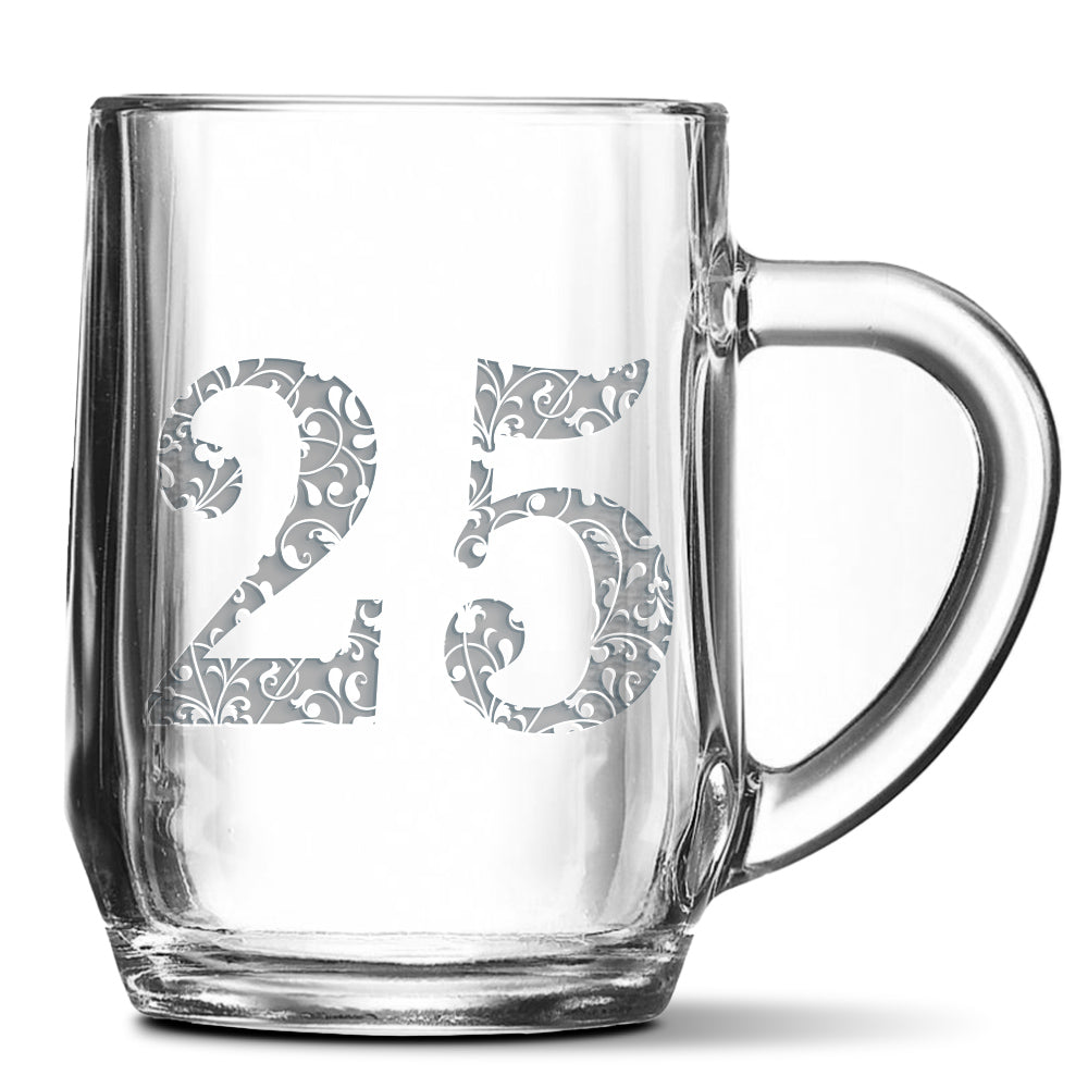 Skleněný pivní půllitr s gravírovaným motivem Věk 25