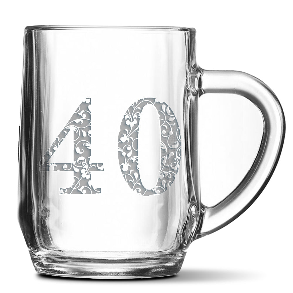 Skleněný pivní půllitr s gravírovaným motivem Věk 40