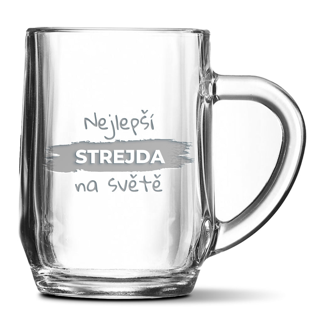 Skleněný pivní půllitr s gravírovaným motivem Nejlepší strejda na světě
