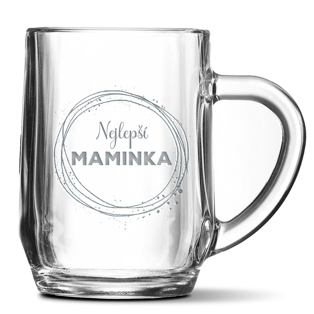 Skleněný pivní půllitr s gravírovaným motivem Nejlepší maminka