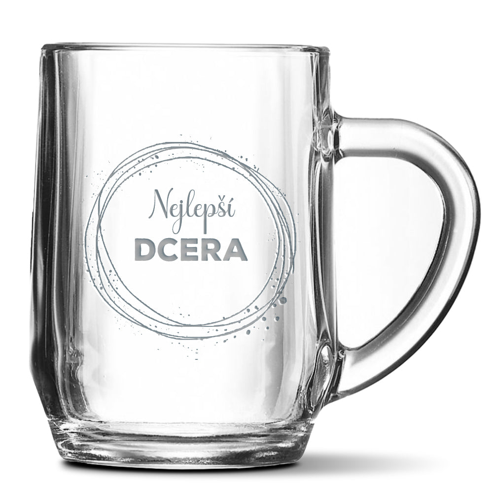 Skleněný pivní půllitr s gravírovaným motivem Nejlepší dcera