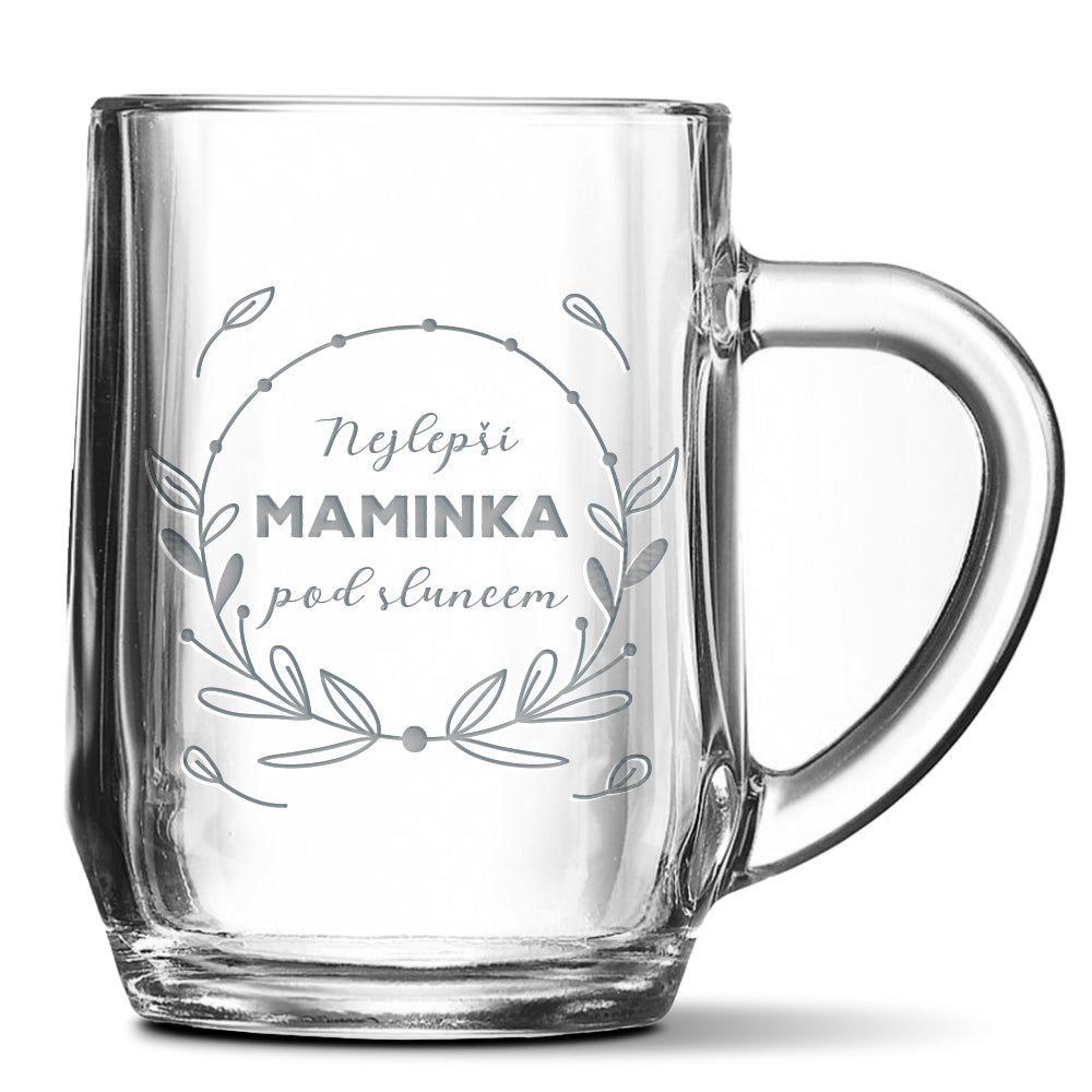 Skleněný pivní půllitr s gravírovaným motivem Nejlepší maminka pod sluncem