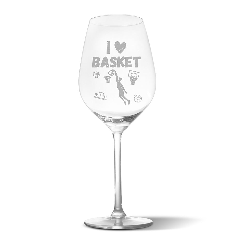 Sklenička na víno s gravírovaným motivem Basketball