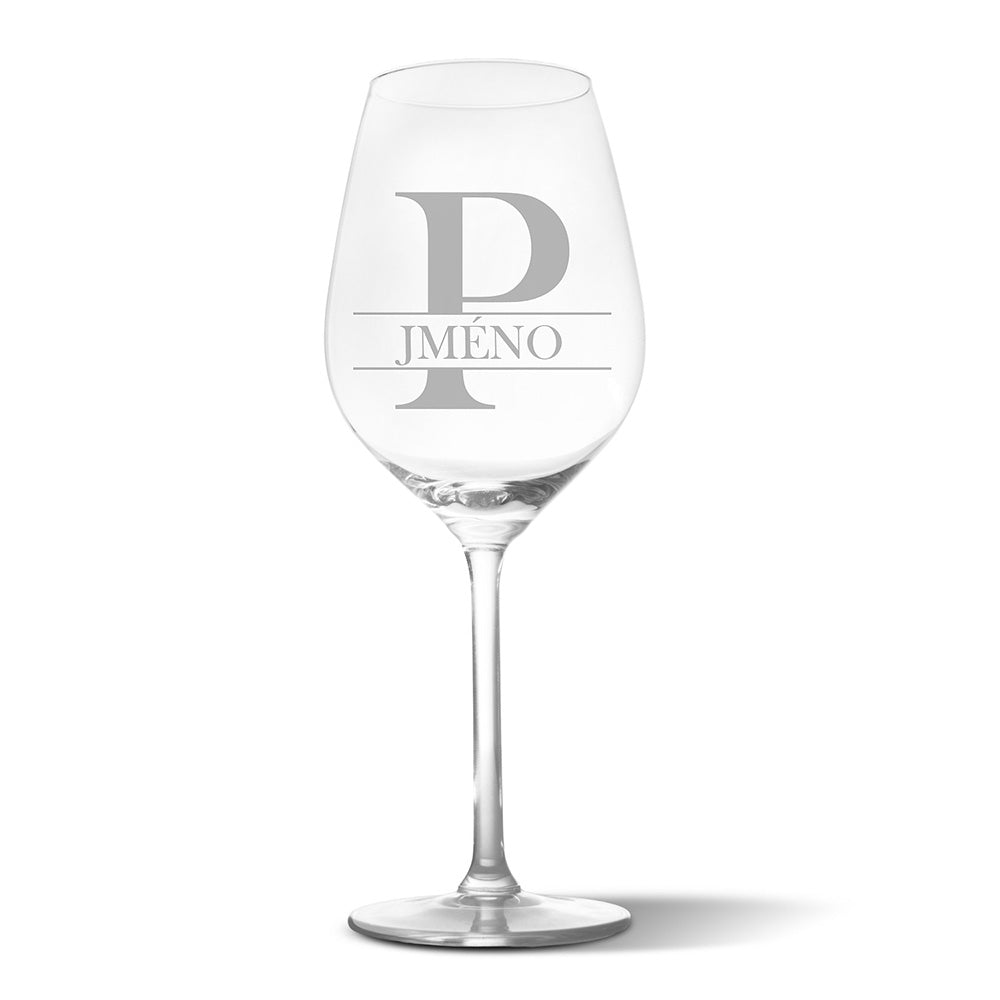 Sklenička na víno s gravírovaným motivem Se jménem P…