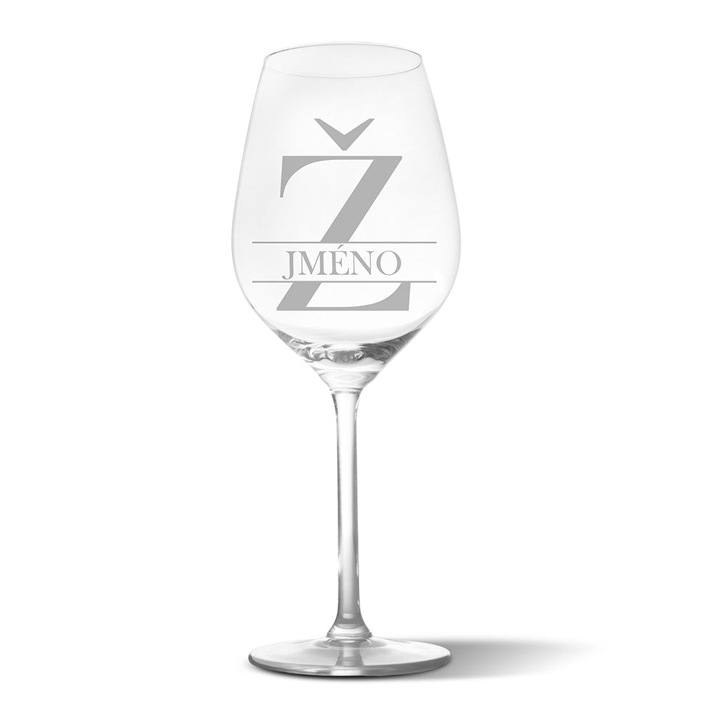 Sklenička na víno s gravírovaným motivem Se jménem Ž…