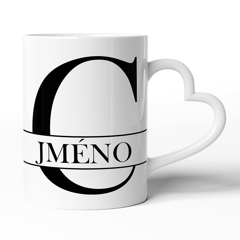 Keramický hrníček s uchem ve tvaru srdce motiv Se jménem C…