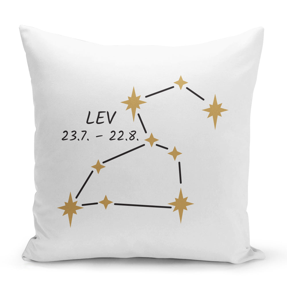 Bílý polštář 40 x 40 cm s motivem Lev