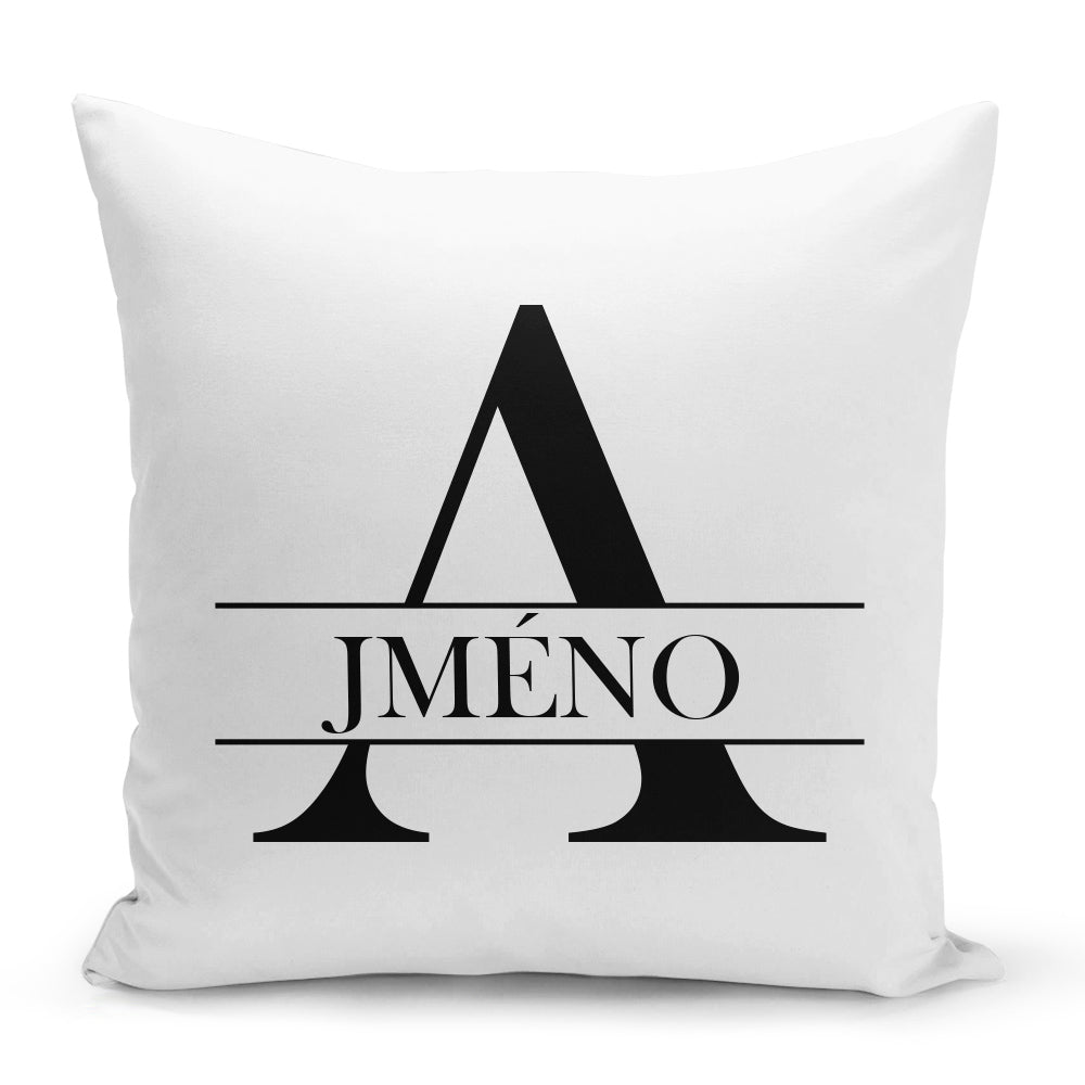 Bílý polštář 40 x 40 cm s motivem Se jménem A...
