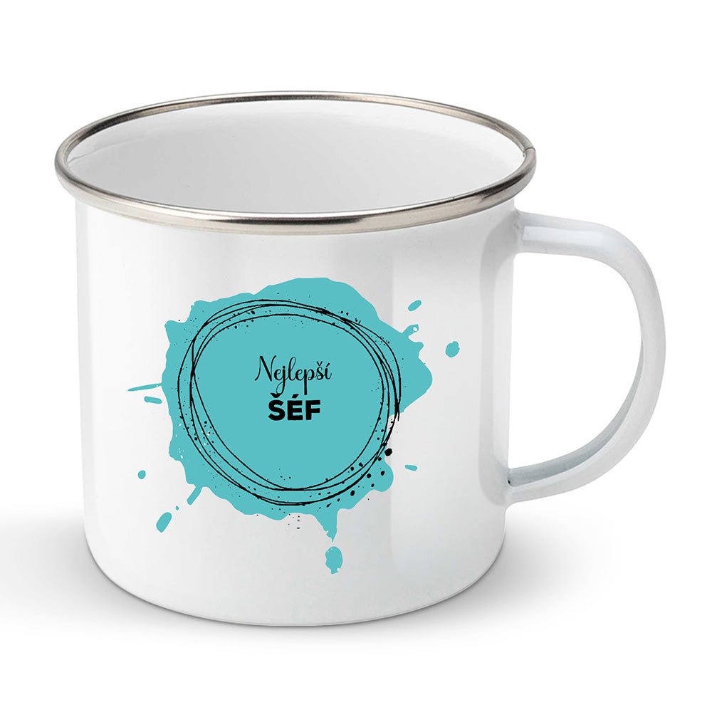 Smaltovaný plecháček motiv Nejlepší šéf