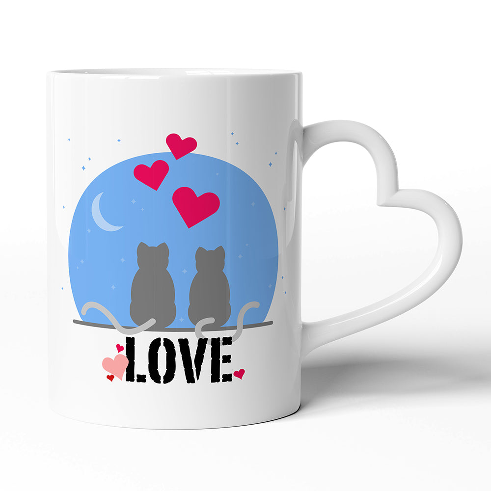 Keramický hrníček s uchem ve tvaru srdce motiv Láska