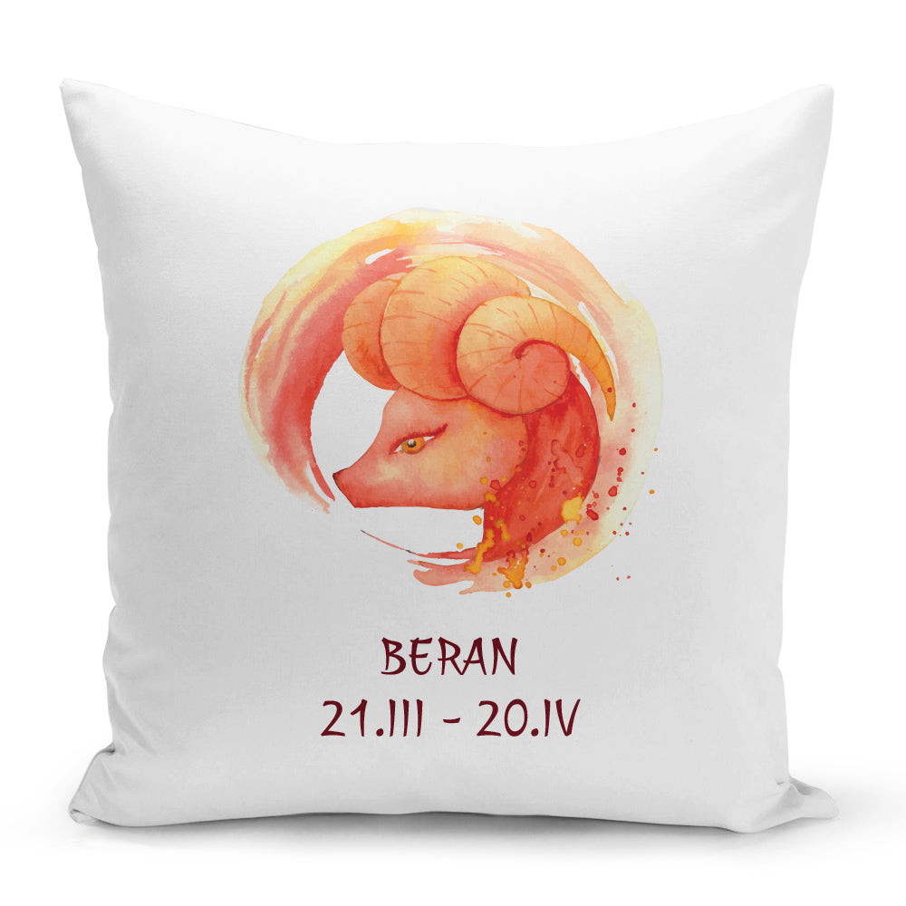 Bílý polštář 40 x 40 cm s motivem Beran
