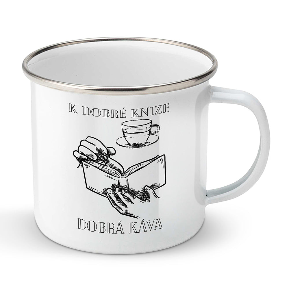 Smaltovaný plecháček motiv K dobré knize…