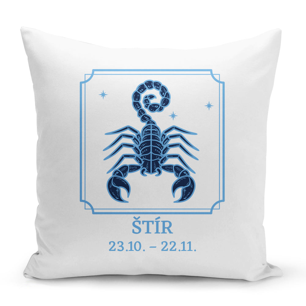Bílý polštář 40 x 40 cm s motivem Štír