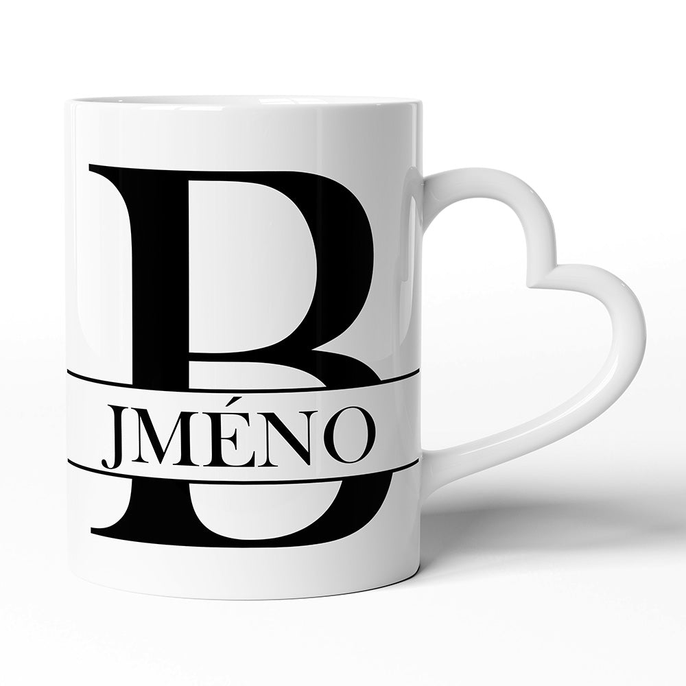 Keramický hrníček s uchem ve tvaru srdce motiv Se jménem B…