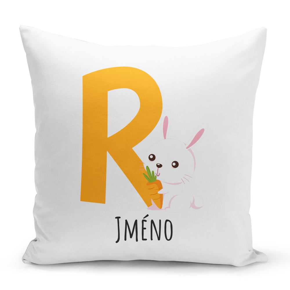 Bílý polštář 40 x 40 cm s motivem Se jménem R...