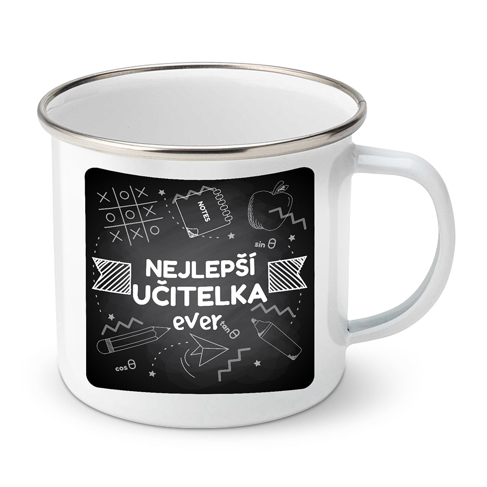 Smaltovaný plecháček motiv Nejlepší učitelka ever