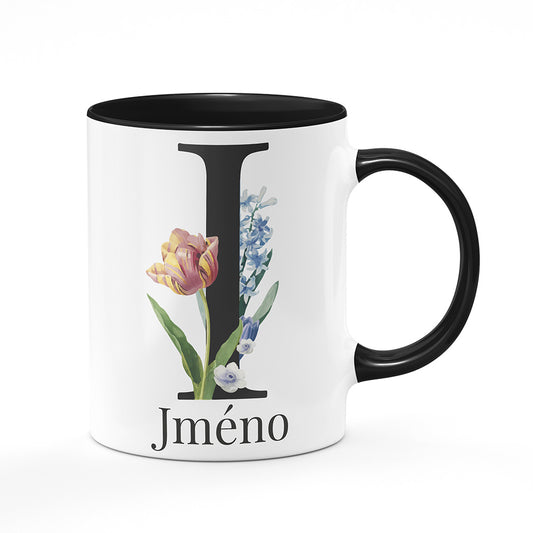 Keramický hrnek bílý s černým lemem vnitřkem a uchem motiv Se jménem I…