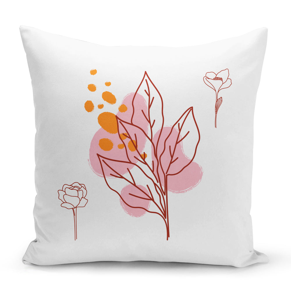 Bílý polštář 40 x 40 cm s motivem Květinový motiv