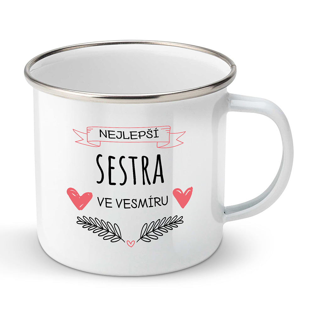 Smaltovaný plecháček motiv Nejlepší sestra ve vesmíru