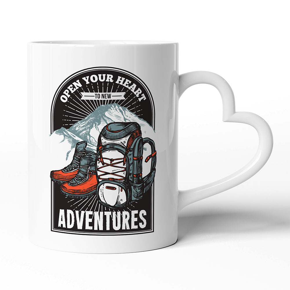 Keramický hrníček s uchem ve tvaru srdce motiv Open your hearth…