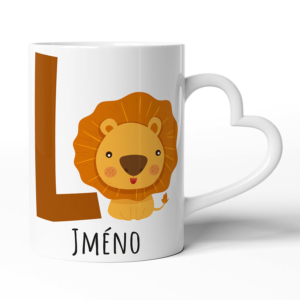Keramický hrníček s uchem ve tvaru srdce motiv Se jménem L…